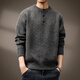 CCKELA high-end American retro wool blended Henry collar sweater for men in winter new thickened warm loose sweater for men dark gray M _Suitable for 100-120Jin Jin equals 0.5 kg