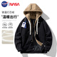 NASA GISS hooded jacket men's loose fake two-piece thick corduroy jacket autumn and winter warm top black 3XL