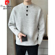 Pierre Cardin 2025 autumn and winter new high-end loose pullover sweater men's Henry collar sweater gray sweater base layer black M