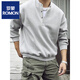 ROMON large size 300Jin Jin is equal to 0.5kg large size men's Henry collar sweatshirt men's spring and autumn new American fashion brand loose top bottoming shirt gray M 80-100Jin Jin is equal to 0.5kg