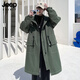 JEEP SPIRIT Jeep windbreaker jacket men's mid-length British coat hooded Korean style casual jacket black M