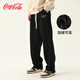 Coca-Cola Casual Pants Men's Autumn and Winter Pants Velvet Thickened Loose Pants Sweatpants Black Velvet XL (150-170Jin Jin is equal to 0.5 kg)