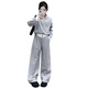 NACJOM International Girls Casual Sports Suit Women's Spring and Autumn Style High-end Long-sleeved Sweatshirt High-waisted Wide-leg Pants Two-piece Set Trendy Gray Two-piece Set 120cm