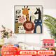 SHANSHUIYAN Cartoon Animals Children's Nordic Decorative Painting Cute and Warm Living Room Sofa Background Bedroom Bedside Square Hanging Painting Cute Animal A 40*40cm Aluminum Alloy Frame + Oil Canvas