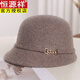 Hengyuanxiang's new autumn and winter woolen hat for women, Japanese face-showing small fashion equestrian hat, Hepburn style retro fisherman hat, basin hat, mocha color, chain small edge equestrian M (56-58cm)