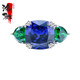 MHFDO fashionable light luxury contrasting color three-stone tanzanite blue 925 sterling silver ring inlaid with high carbon diamond niche design versatile three 0 carat 0 carat No. 5