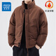 Jeanswest American simple men's cotton coat autumn and winter new casual cotton clothing trendy brand versatile bread coat warm cotton jacket 8808 dark coffee M (recommended 100-130Jin Jin equals 0.5 kg)