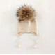 Purchase products Baby autumn and winter girl's hat, cute princess knitted fur ball hat, warm spring and autumn beige fur ball, one size fits all, 3-10 months, Nordic light luxury style