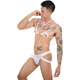 Universal men's suit lace hollow underwear gay halter bra mini vest temptation thong white bra + panties XL