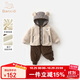 Banxidi boys suit autumn and winter 2025 new children's casual jacket pants baby plus velvet winter clothes two-piece set apricot 90