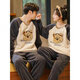 Langsha Autumn and Winter Coral Velvet Pajamas Couple Style Sweet Cartoon Plus Velvet Thickened Winter Men and Women Warm Flannel Suit Coral Velvet Round Neck Suit-HMF7908 2XL Male Recommended 150-170 Jin Jin equals 0.5 kg