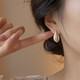 Drop glaze white U-shaped earrings for women, unique hot style, high-end luxury earrings, autumn and winter earrings, birthday gifts, gold U-shaped drop glaze earrings, one pair