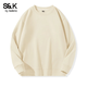 Baleno's heavyweight couple's sweatshirt in spring and autumn is soft, comfortable, casual and loose, commuting trendy brand solid color classic versatile jacket, round neck sweatshirt - light rice #solid color L