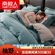 Nanjiren Jiangsu Nantong milk velvet four-piece set double-sided velvet coral velvet baby velvet quilt cover is thickened and warm in winter, Mars green + light luxury gray, thick and lint-free, bed sheet style 1.2m three-piece set - quilt cover 150x200cm