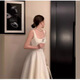 
Outdoor light wedding dress French simple satin Hepburn style registration small white skirt waist-hugging suspender dress white S