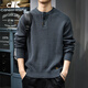CANELIN KISKHA2025 Autumn Trendy Brand Sweater Men's American Retro Henley Collar Versatile Heavy Casual Sweater Autumn and Winter Jacket Gray Blue XL
