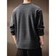Henhut luxury high-end brand high-end striped long-sleeved T-shirt men's autumn new loose sea soul shirt Henry collar sweatshirt men black M suitable for 110-130Jin Jin equals 0.5 kg