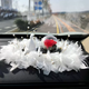 Yusenyi new white car ornaments creative rose feather car anti-slip mat center console car interior decoration dry rose black + white bubble double layer large feather cushion large + wedding dress party