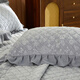 Fu丨Anna lace embossed baby velvet jacquard quilted bed cover three-piece set 2025 new bed sheets gray single bed cover 200cm*230cm
