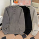 Autumn and winter American Henry collar sweater men's sweater American retro casual lazy style sweater men's solid color sweater light gray L