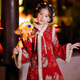 Anneyol Girls' Cheongsam New Year's Eve Costume Winter Chinese Style Children's New Year Hanfu Skirt Thickened Winter Style Red 130