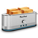 Plumchef 4-slice toaster, defrost/reheat function, removable bread tray, full body stainless steel shell, 1350W, anti-fingerprint and anti-jam