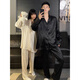 Modal Chinese Style Couple Pajamas Spring and Autumn 2025 New Ice Silk Long Sleeve Feeling Summer Homewear Set for One Man and One Woman XYL#24077 M Women give men XXXL