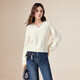 IEF/Aiyifu 2025 new autumn and winter loose sweater women's fashionable V-neck slim wool sweater top