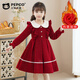 Piggy Banner (PEPCO) girls winter red dress stylish plus velvet children's clothing winter skirt little girl princess dress red 150
