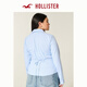 HOLLISTER25 new autumn and winter Y2K hot girl slim striped lace-up poplin shirt women's 340-5486 blue striped XS (160/80A)