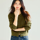 Eveli (eifini) Jiang Xin endorses Eveli round neck twist solid color thick wool knitted cardigan 25 winter new retro versatile dark green S