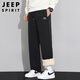 JEEP SPIRIT Jeep pants men's sherpa casual pants men's autumn and winter straight plus velvet thickened warm cotton pants