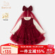 Banxidi girls dress winter new plush baby princess dress suit one-year-old dress autumn and winter children's mesh skirt red 100