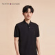 Tommy Hilfiger fashion multi-color 26 spring and summer new men's pure cotton pique mesh casual short-sleeved T-shirt lapel POLO black BEH M (recommended 135-150Jin Jin equals 0.5 kg)