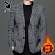 Playboy suit jacket men's autumn and winter velvet thickened woolen chenille high-end men's casual suit jacket gray M 170