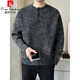 Pierre Cardin 2025 autumn and winter new high-end loose pullover sweater men's Henry collar sweater gray sweater base layer black M