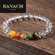 Banach white crystal bracelet for women, five-way wealth god white crystal bracelet for men, white crystal beads 14mm