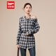 IEF/Aiyifu 2025 Autumn New Style Sweet Cool Personality Hot Girl Temperament Design Commuting Versatile Medium Shirt Blue Cage One Size