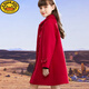 G.DUCKKIDS Girls' Woolen Coat Autumn and Winter Fashionable Red New Year's Clothes Middle-aged Girls' Woolen Coat Thickened Cotton Red Single Layer 150 Height 140-145cm 11-12 years old