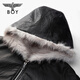 BOY LONDON Galaxy Wilderness Winter Hooded Jacket Trendy Brand Fashion Warm PU Leather Jacket Same Style for Men and Women N23907 Black M