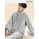 German Coral Velvet Pajamas Men's Winter 2025 New Velvet Thickened Suit Autumn and Winter Warm Home Clothes Zipper-Light Gray Double-sided Thickening for Warmth XL Recommended 130-150 Jin Jin equals 0.5 kg