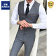 ROMON men's three-piece suit, tailored shirt, hairstylist plaid pants, Korean trendy suit suit, vest, male groomsman ao1909 light gray plaid vest 3XL 146 - 155Jin Jin is equal to 0.5 kg
