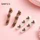 SANFU Amber Wavy Bow Tie Duck Clips Pair Elegant Retro Fashion Hair Accessories Hair Clips 849992 White 2 pcs
