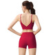 Yoga clothes for women, Pilates training sports bra, fixed cup, quick-drying breathable running fitness shorts for women, Raspberry Red + Raspberry Red M