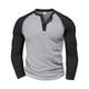 MGOLCPS new autumn and winter men's long-sleeved T-shirt American loose heavyweight trendy brand Henry shirt fashion versatile sports bottoming shirt light gray S
