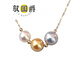 Yu Guojue's round aurora gold three-color smile chain adjustable Akoya South Sea gold beads true multi-hemp seawater pearl necklace gold, silver and blue