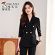 Woodpecker Summer Business Suit Suit Women's Thin Interview Formal High-end Mid-Sleeve Suit Jacket Temperament Work Wear Black Suit + Black Formal Pants L