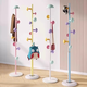 Children's clothes hanger floor-standing Internet celebrity mushroom clothes hanger girls' bedroom pole coat rack small space bag holder cream white beautiful storage-easy hanging and removal