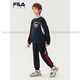 FILA KIDS Children's Clothing Boys' Sweaters 2025 Winter New Children's Cotton Comfortable Loose Tops Official Authentic Night Machine Blue-NV M 140c