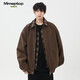 MMOPTOP American fake two-piece plaid spliced lapel jacket autumn and winter men's windproof jacket MJK22 coffee L